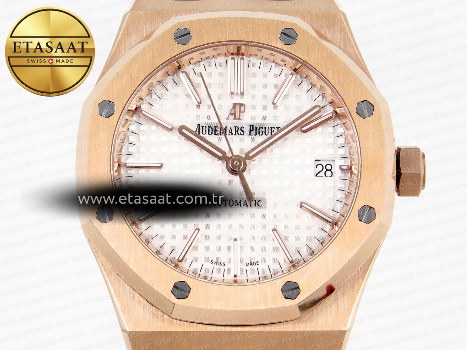 ROYAL OAK 37MM 15450 RG IPF BEST EDITION WHITE DIAL ON RG BRACELET SA3120 SUPER CLONE - Görsel 4
