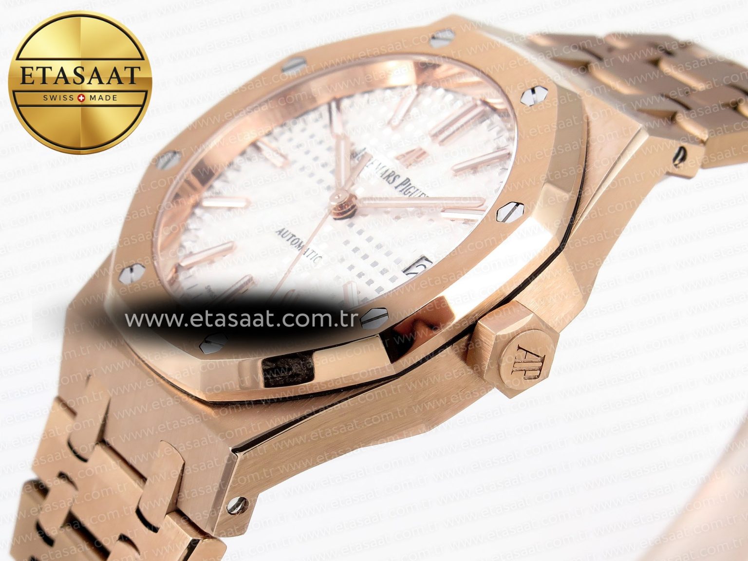 ROYAL OAK 37MM 15450 RG IPF BEST EDITION WHITE DIAL ON RG BRACELET SA3120 SUPER CLONE - Görsel 6