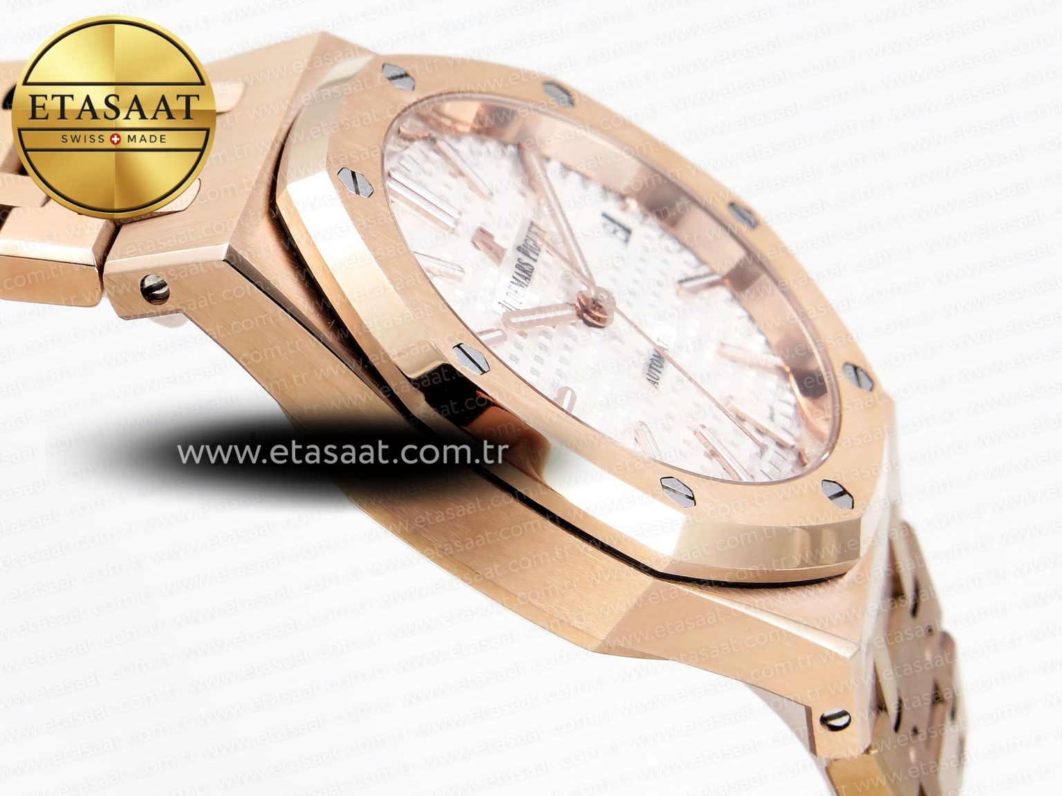 ROYAL OAK 37MM 15450 RG IPF BEST EDITION WHITE DIAL ON RG BRACELET SA3120 SUPER CLONE - Görsel 7