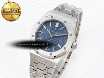 ROYAL OAK 37MM 15450 SS APSF 1:1 BEST EDITION BLUE TEXTURED DIAL ON SS BRACELET SA3120 SUPER CLONE