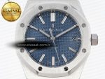 ROYAL OAK 37MM 15450 SS APSF 1:1 BEST EDITION BLUE TEXTURED DIAL ON SS BRACELET SA3120 SUPER CLONE - Görsel 4