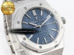 ROYAL OAK 37MM 15450 SS APSF 1:1 BEST EDITION BLUE TEXTURED DIAL ON SS BRACELET SA3120 SUPER CLONE - Görsel 5