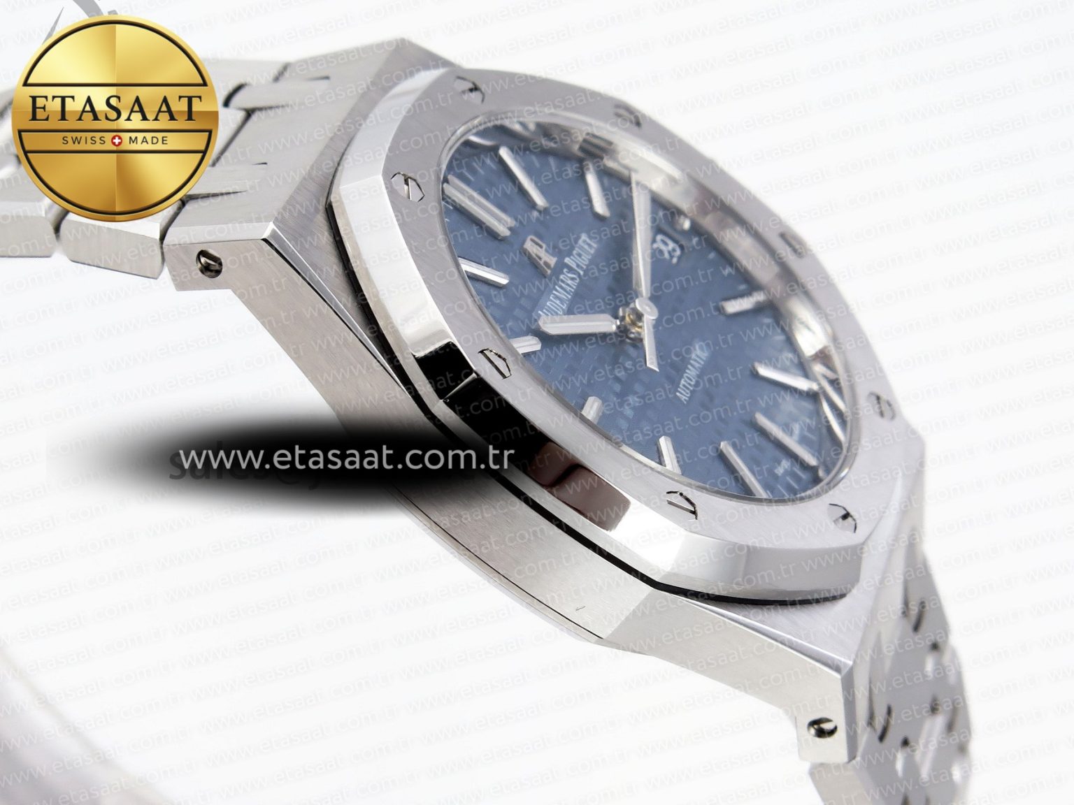ROYAL OAK 37MM 15450 SS APSF 1:1 BEST EDITION BLUE TEXTURED DIAL ON SS BRACELET SA3120 SUPER CLONE - Görsel 8