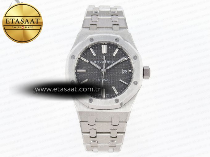 ROYAL OAK 37MM 15450 SS APSF 1:1 BEST EDITION GRAY TEXTURED DIAL ON SS BRACELET SA3120 SUPER CLONE - Görsel 3