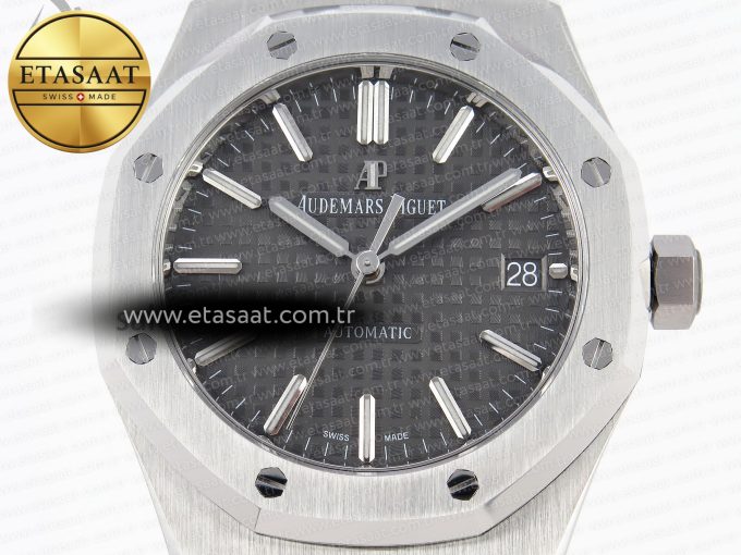 ROYAL OAK 37MM 15450 SS APSF 1:1 BEST EDITION GRAY TEXTURED DIAL ON SS BRACELET SA3120 SUPER CLONE - Görsel 4