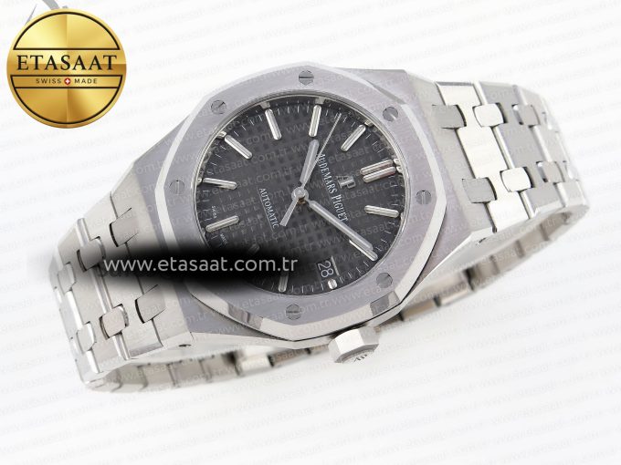 ROYAL OAK 37MM 15450 SS APSF 1:1 BEST EDITION GRAY TEXTURED DIAL ON SS BRACELET SA3120 SUPER CLONE - Görsel 6