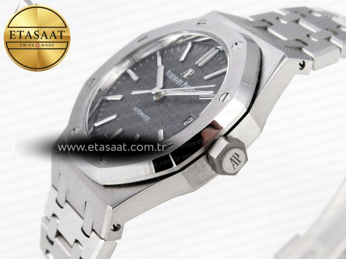 ROYAL OAK 37MM 15450 SS APSF 1:1 BEST EDITION GRAY TEXTURED DIAL ON SS BRACELET SA3120 SUPER CLONE - Görsel 7