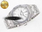 ROYAL OAK 37MM 15450 SS APSF 1:1 BEST EDITION WHITE TEXTURED DIAL ON SS BRACELET SA3120 SUPER CLONE - Görsel 6