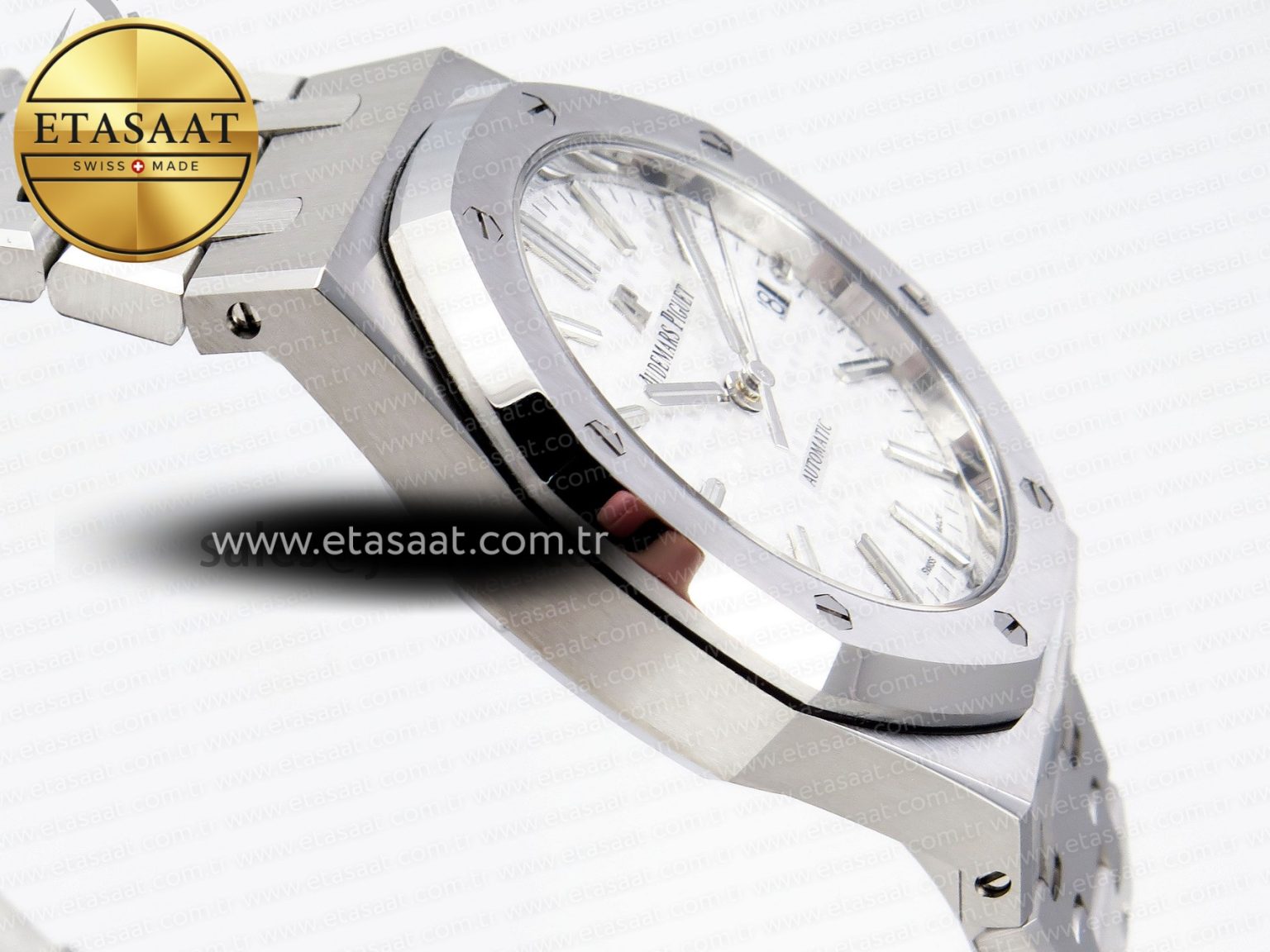 ROYAL OAK 37MM 15450 SS APSF 1:1 BEST EDITION WHITE TEXTURED DIAL ON SS BRACELET SA3120 SUPER CLONE - Görsel 8