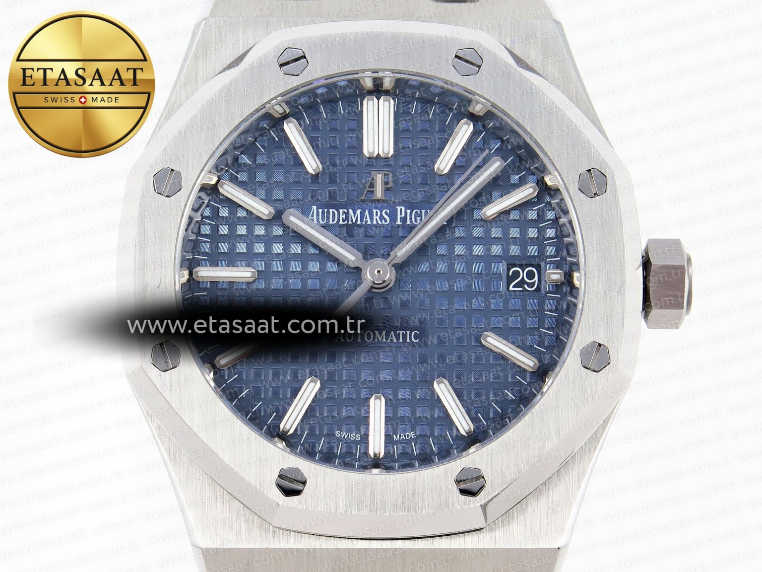 ROYAL OAK 37MM 15450 SS IPF BEST EDITION BLUE DIAL ON SS BRACELET SA3120 SUPER CLONE - Görsel 4