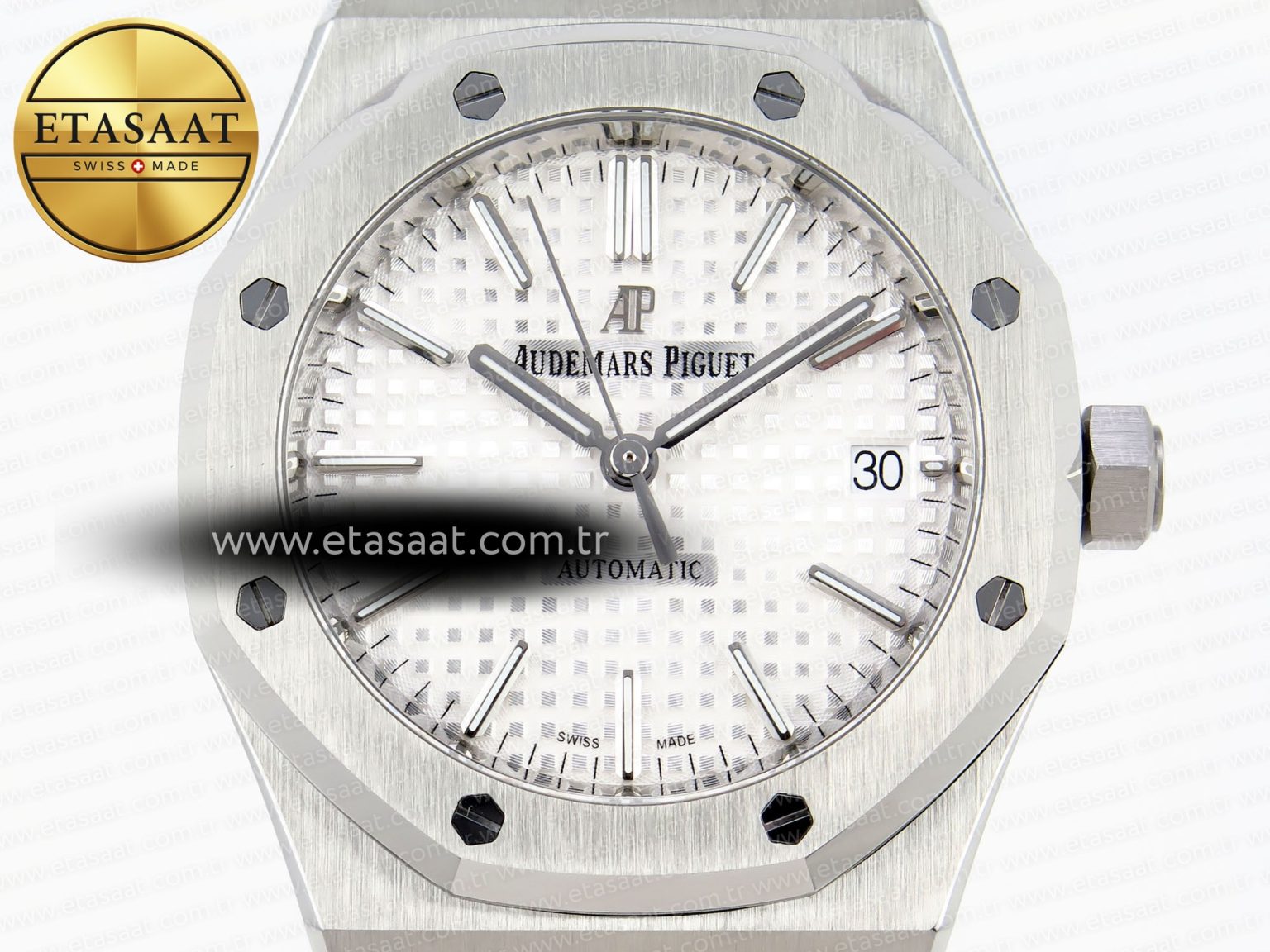 ROYAL OAK 37MM 15450 SS IPF BEST EDITION WHITE DIAL ON SS BRACELET SA3120 SUPER CLONE - Görsel 4