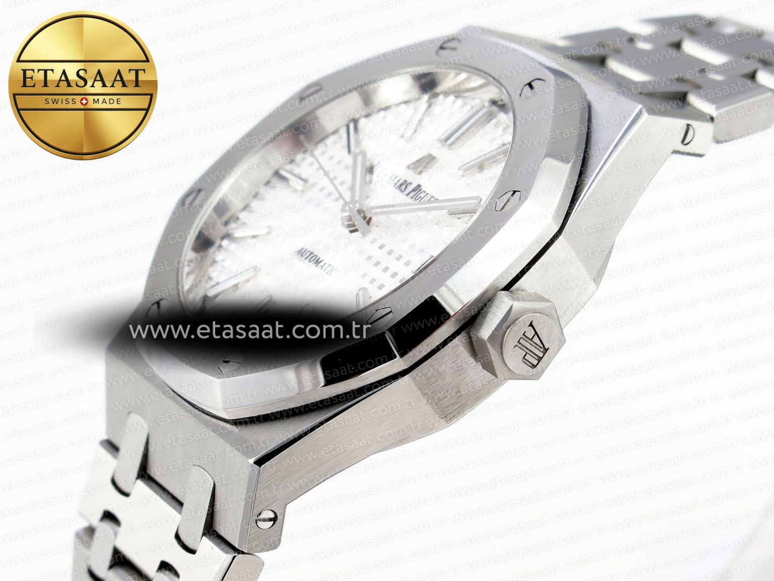 ROYAL OAK 37MM 15450 SS IPF BEST EDITION WHITE DIAL ON SS BRACELET SA3120 SUPER CLONE - Görsel 6
