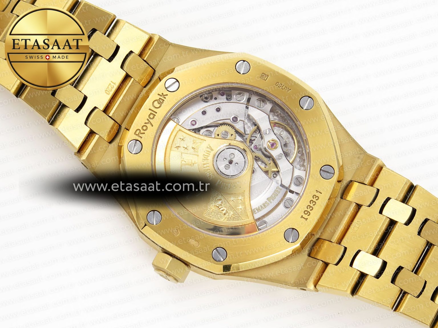 ROYAL OAK 37MM 15450 YG IPF BEST EDITION BLUE DIAL ON YG BRACELET SA3120 SUPER CLONE - Görsel 15