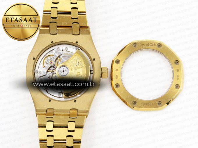 ROYAL OAK 37MM 15450 YG IPF BEST EDITION BLUE DIAL ON YG BRACELET SA3120 SUPER CLONE - Görsel 16