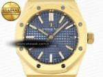 ROYAL OAK 37MM 15450 YG IPF BEST EDITION BLUE DIAL ON YG BRACELET SA3120 SUPER CLONE - Görsel 4