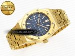 ROYAL OAK 37MM 15450 YG IPF BEST EDITION BLUE DIAL ON YG BRACELET SA3120 SUPER CLONE - Görsel 6
