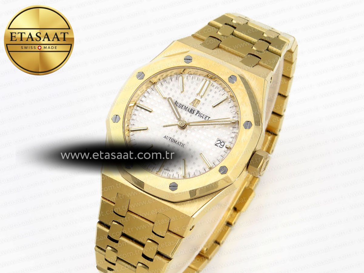 Audemars Piguet ROYAL OAK 37MM 15450  WHITE DIAL ON YG SA3120 - Görsel 1