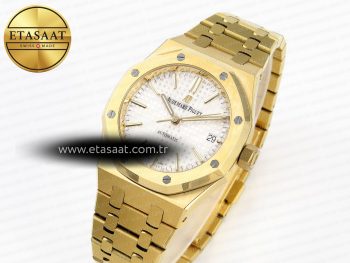 ROYAL OAK 37MM 15450 YG IPF BEST EDITION WHITE DIAL ON YG BRACELET SA3120 SUPER CLONE