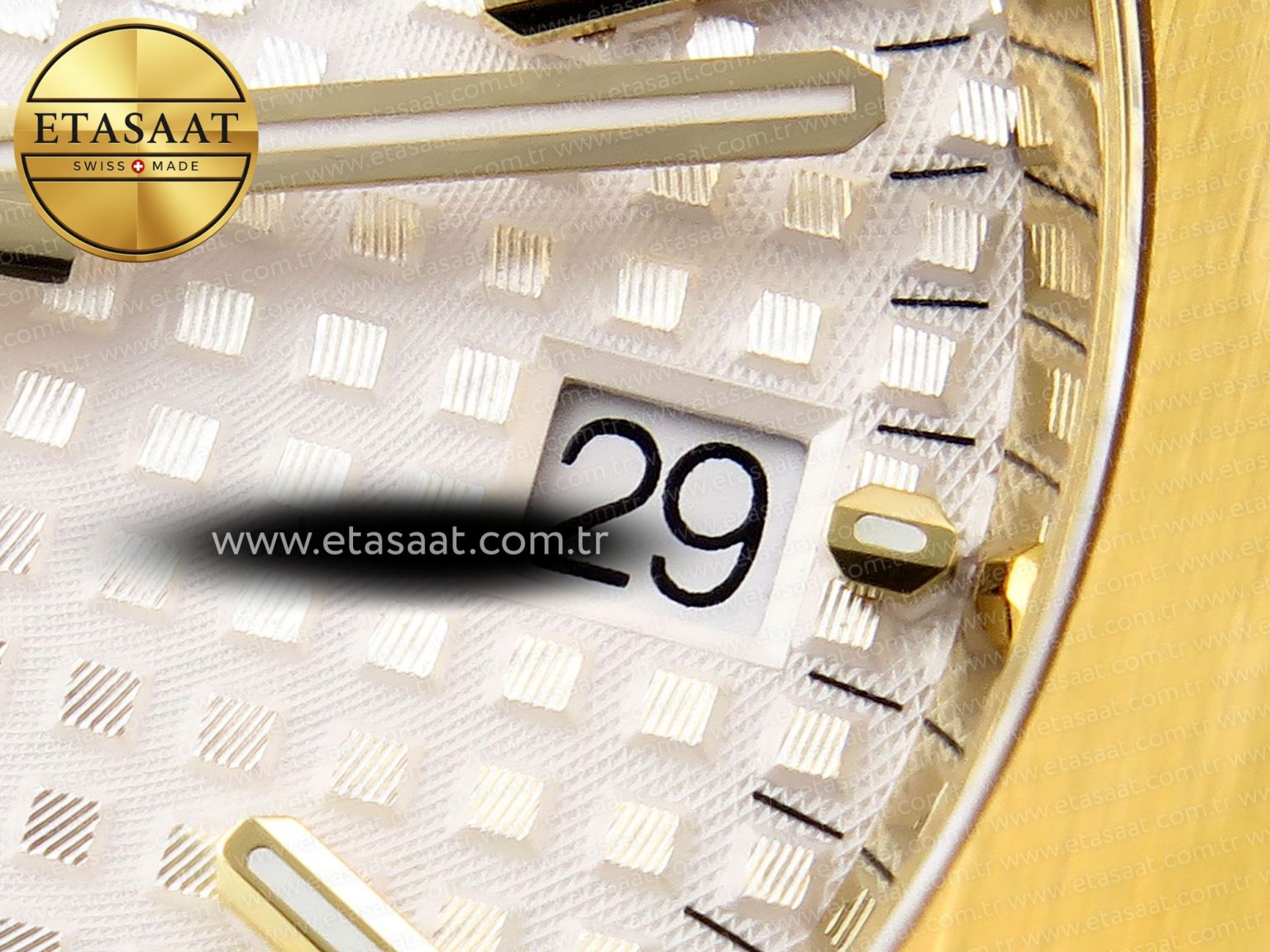 ROYAL OAK 37MM 15450 YG IPF BEST EDITION WHITE DIAL ON YG BRACELET SA3120 SUPER CLONE - Görsel 11