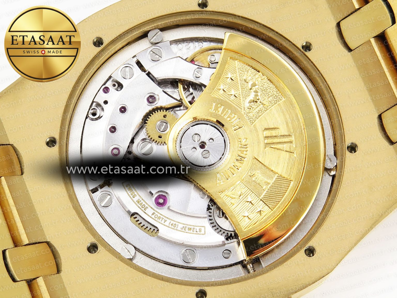 ROYAL OAK 37MM 15450 YG IPF BEST EDITION WHITE DIAL ON YG BRACELET SA3120 SUPER CLONE - Görsel 16