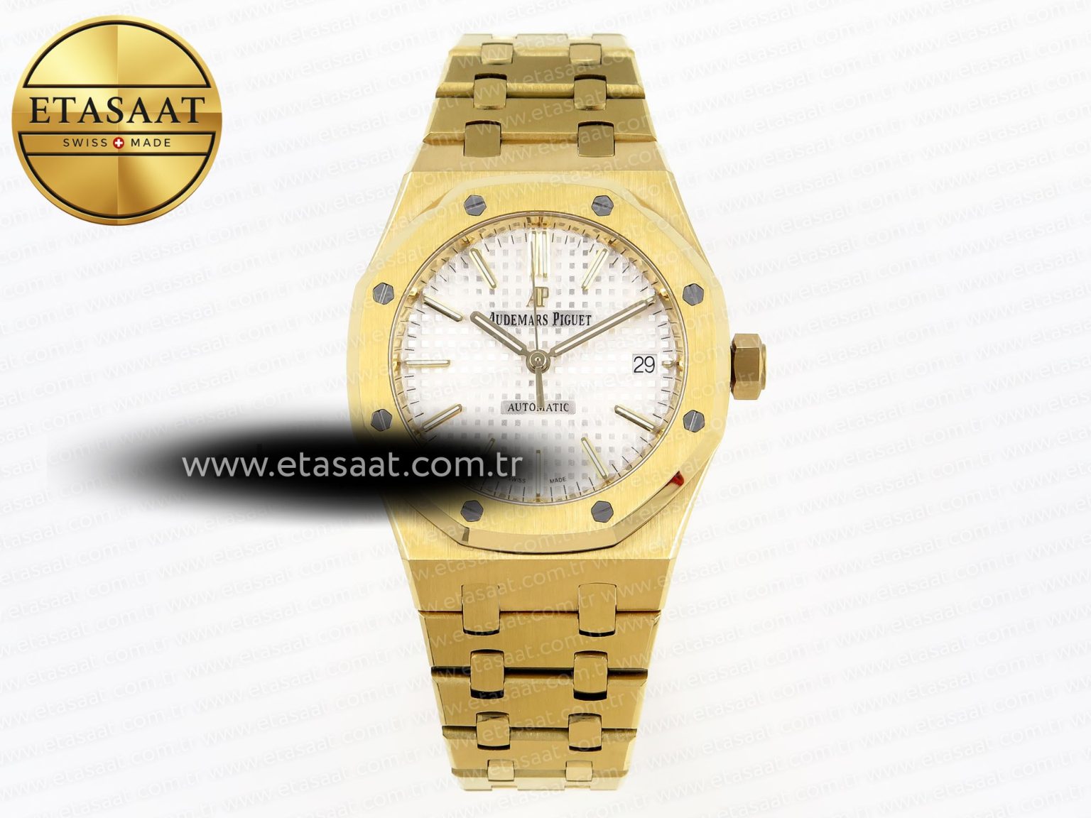 ROYAL OAK 37MM 15450 YG IPF BEST EDITION WHITE DIAL ON YG BRACELET SA3120 SUPER CLONE - Görsel 3