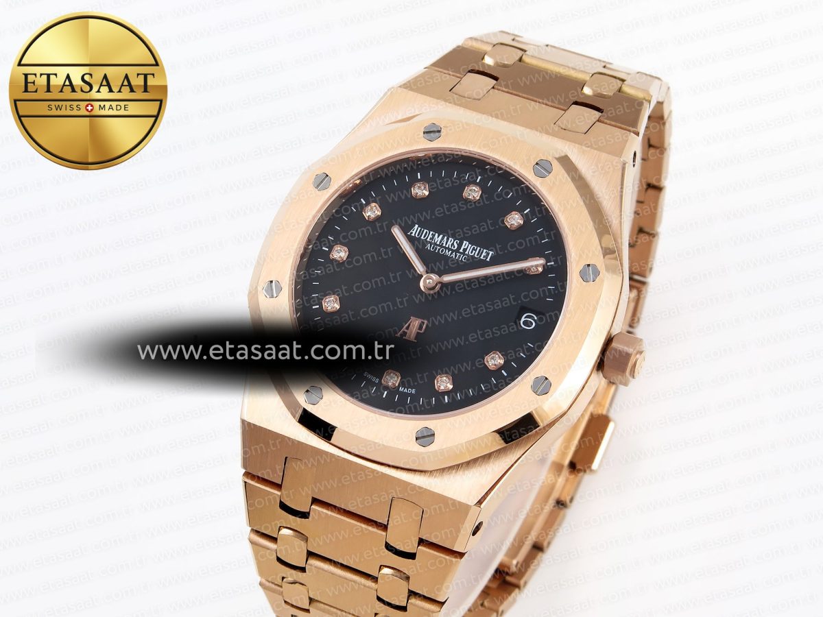Royal Oak 39mm 15202 RG IPF 1:1 Best Edition Black Diamonds Dial on RG Bracelet A2121 - Görsel 1