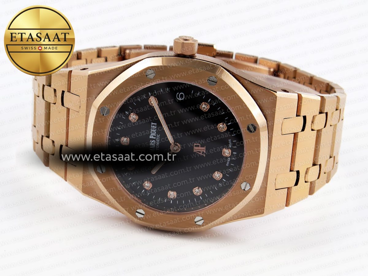 Royal Oak 39mm 15202 RG IPF 1:1 Best Edition Black Diamonds Dial on RG Bracelet A2121 - Görsel 6