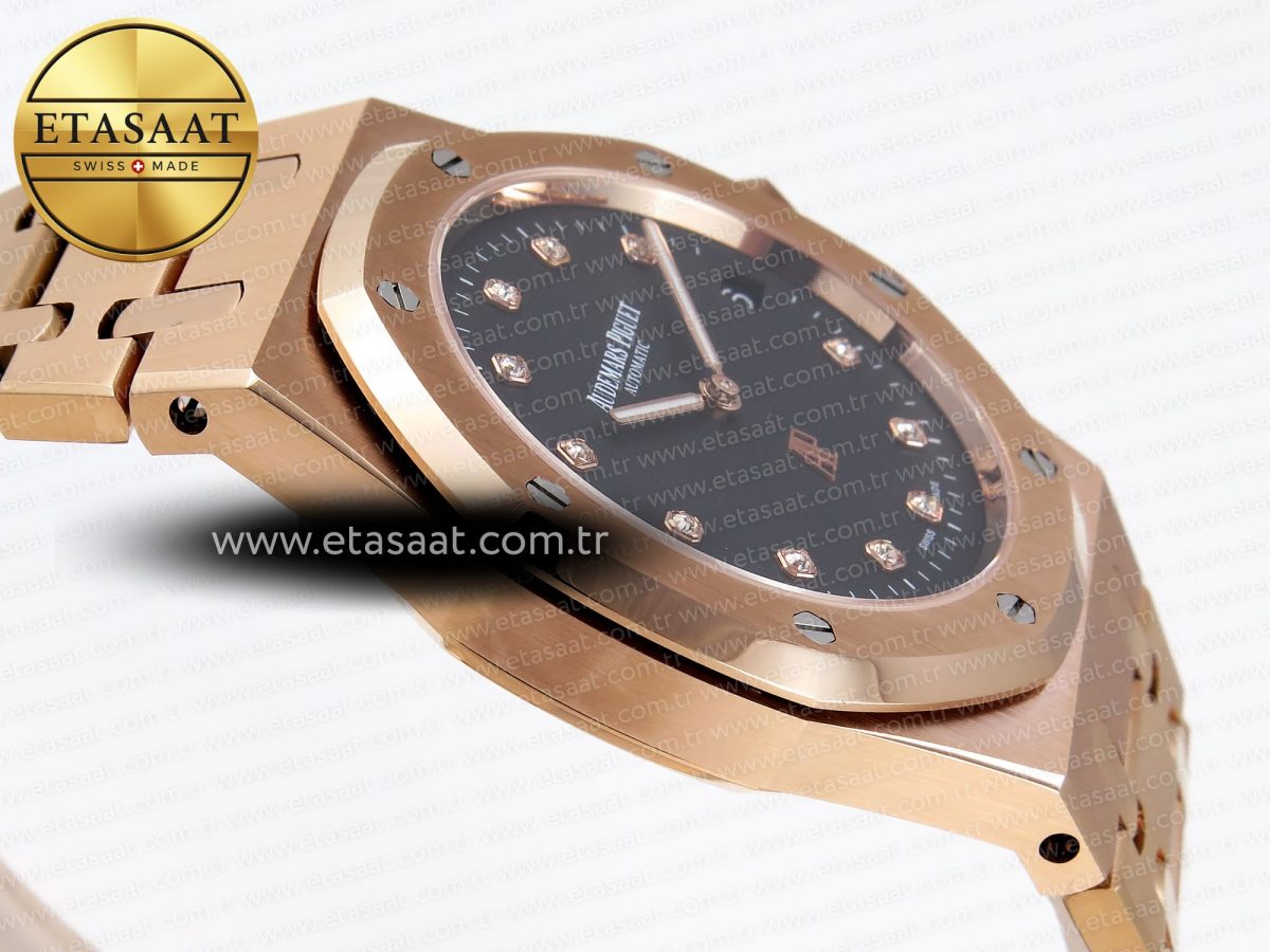 Royal Oak 39mm 15202 RG IPF 1:1 Best Edition Black Diamonds Dial on RG Bracelet A2121 - Görsel 9