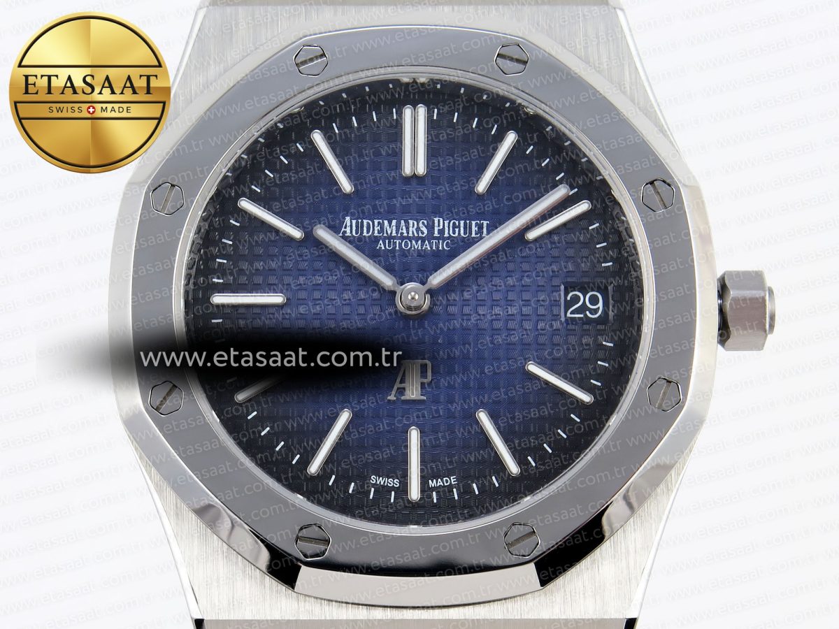 Royal Oak 39mm 15202 SS IPF 1:1 Best Edition Blue/Black Textured Dial on SS Bracelet A2121 - Görsel 4