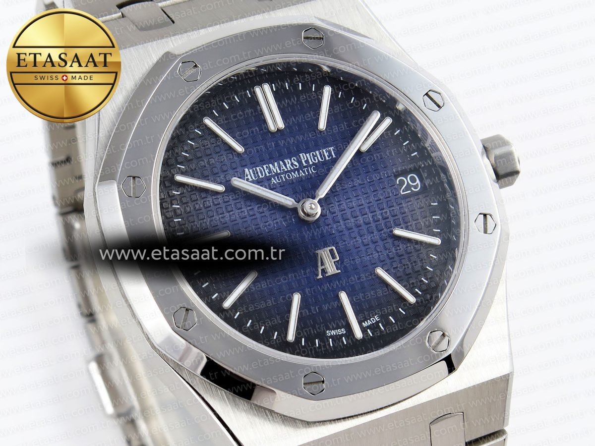 Royal Oak 39mm 15202 SS IPF 1:1 Best Edition Blue/Black Textured Dial on SS Bracelet A2121 - Görsel 5