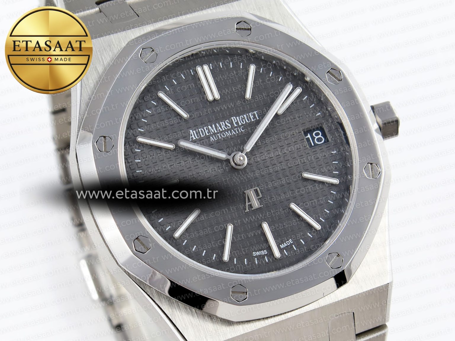 Royal Oak 39mm 15202 SS IPF 1:1 Best Edition Gray Textured Dial on SS Bracelet A2121 - Görsel 5