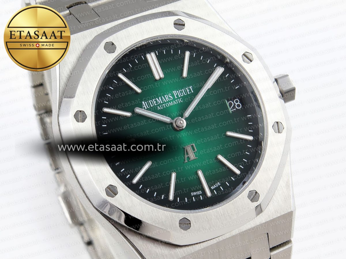 Royal Oak 39mm 15202 SS IPF 1:1 Best Edition Green/Black Dial on SS Bracelet A2121 - Görsel 5