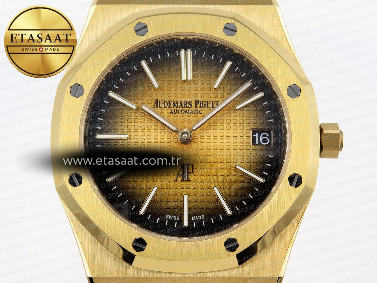 Royal Oak 39mm 15202 YG IPF 1:1 Best Edition Yellow/Brown Textured Dial on YG Bracelet A2121 - Görsel 4