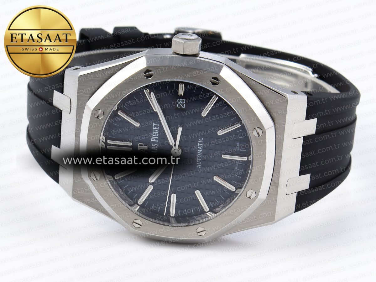 Royal Oak 41mm 15400 SS APSF 1:1 Best Edition Blue Textured Dial on Black Rubber Strap SA3120 Super Clone V3 - Görsel 6
