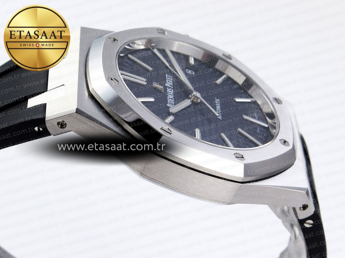 Royal Oak 41mm 15400 SS APSF 1:1 Best Edition Blue Textured Dial on Black Rubber Strap SA3120 Super Clone V3 - Görsel 9