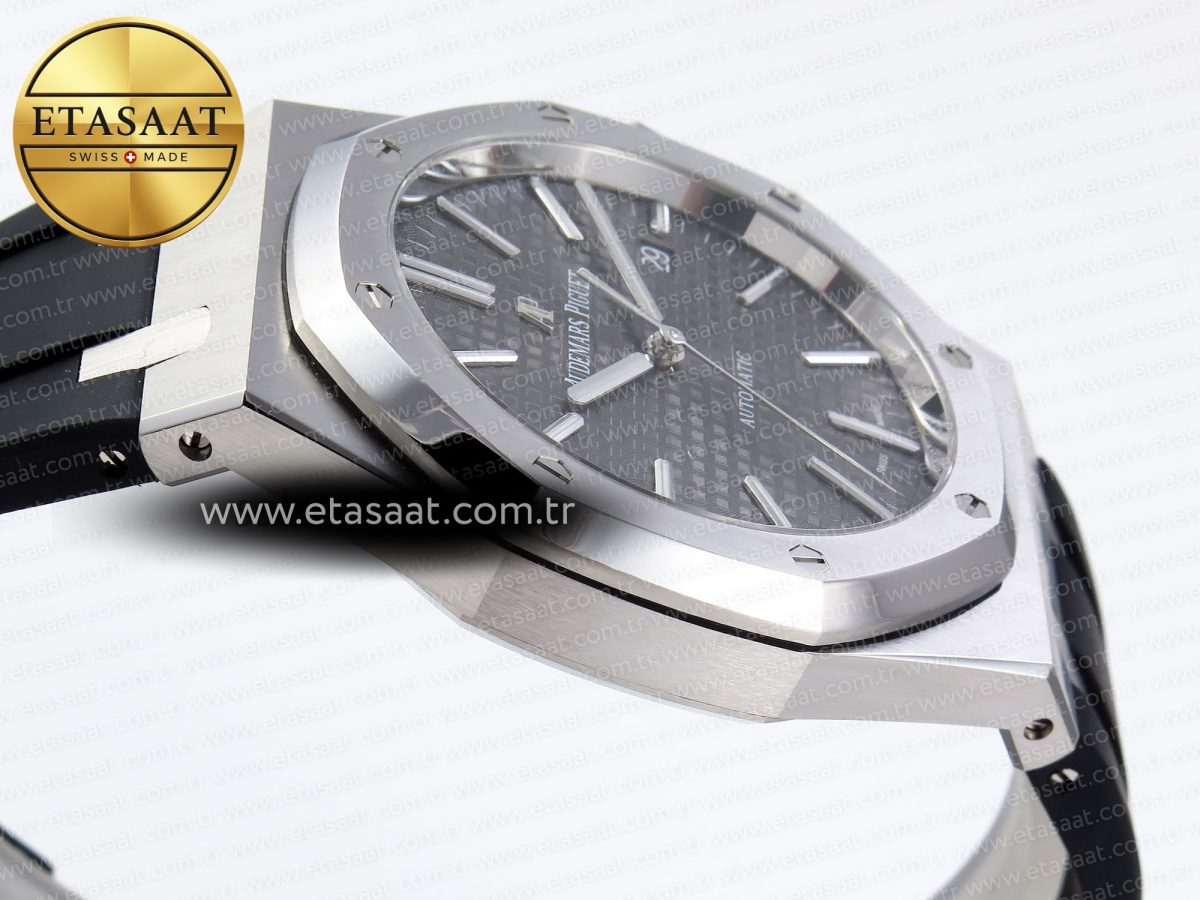 Royal Oak 41mm 15400 SS APSF 1:1 Best Edition Gray Textured Dial on Black Rubber Strap SA3120 Super Clone V3 - Görsel 9