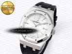 Royal Oak 41mm 15400 SS APSF 1:1 Best Edition White Textured Dial on Black Rubber Strap SA3120 Super Clone V3