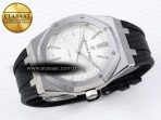 Royal Oak 41mm 15400 SS APSF 1:1 Best Edition White Textured Dial on Black Rubber Strap SA3120 Super Clone V3 - Görsel 7