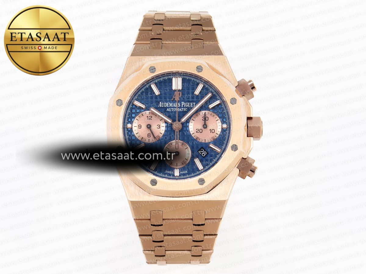 Audemars Piguet ROYAL OAK CHRONO 26331ST YG BLUE DIAL ON RG A7750 - Görsel 3