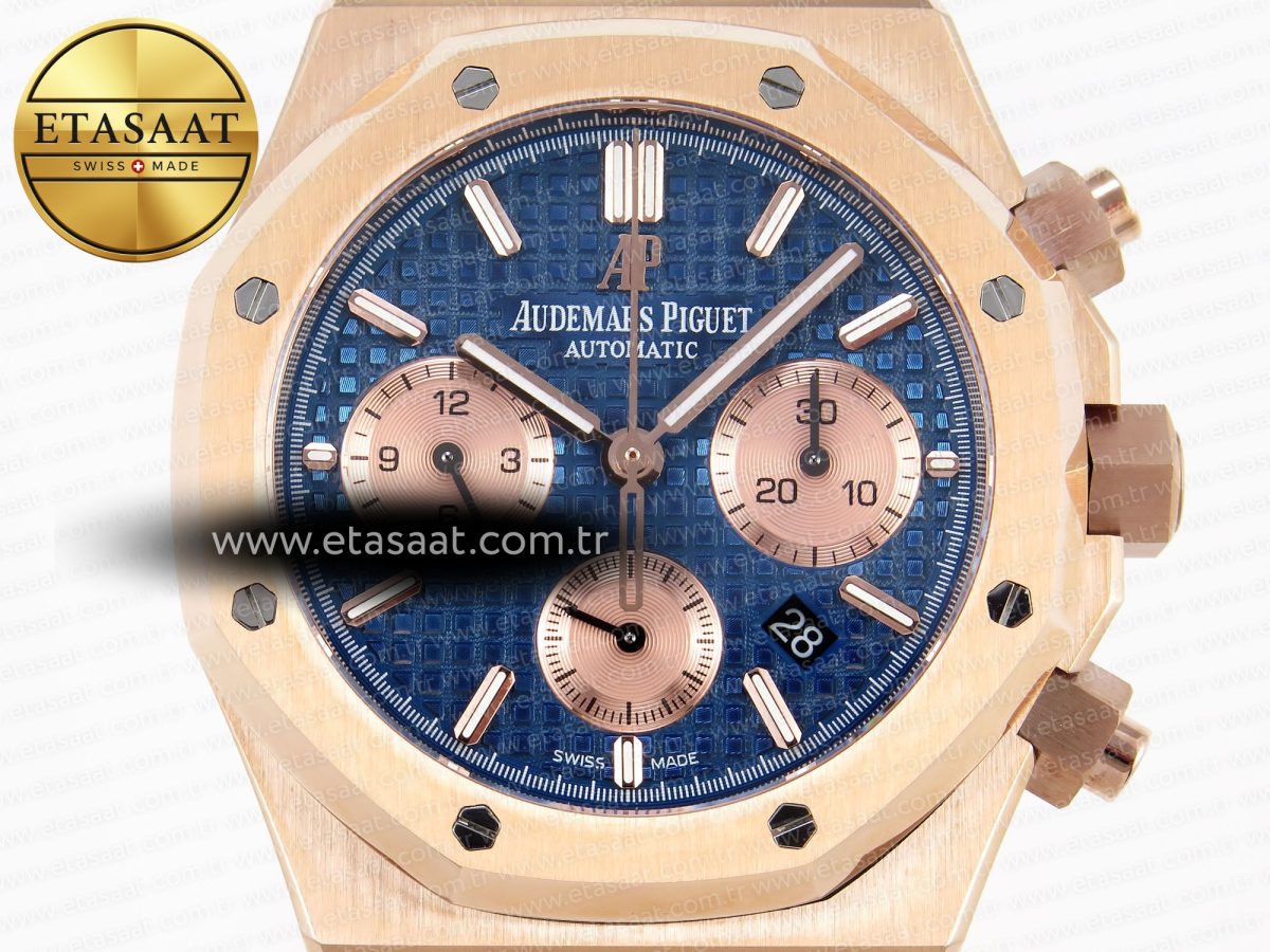 Audemars Piguet ROYAL OAK CHRONO 26331ST YG BLUE DIAL ON RG A7750 - Görsel 4