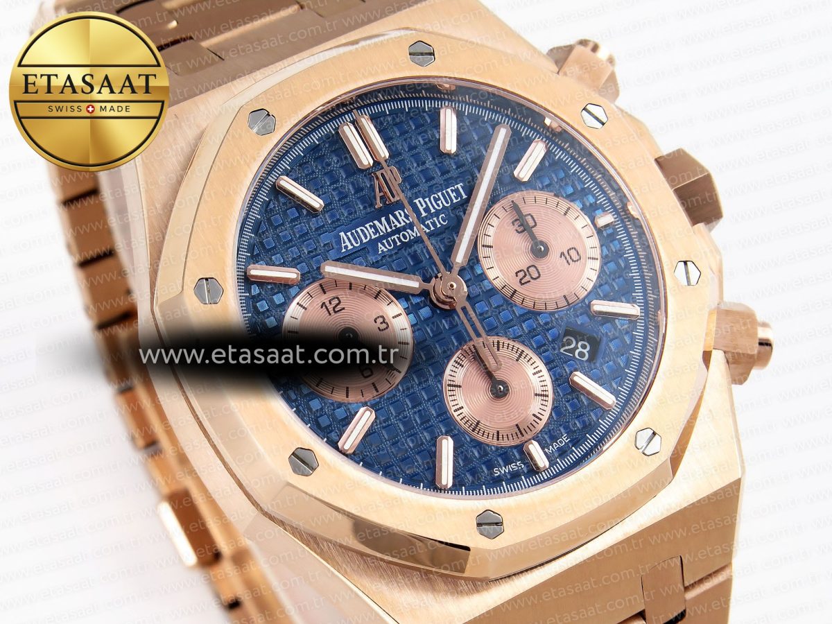 Audemars Piguet ROYAL OAK CHRONO 26331ST YG BLUE DIAL ON RG A7750 - Görsel 5