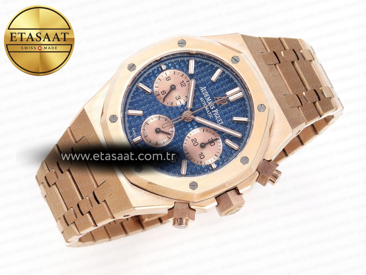 Audemars Piguet ROYAL OAK CHRONO 26331ST YG BLUE DIAL ON RG A7750 - Görsel 6
