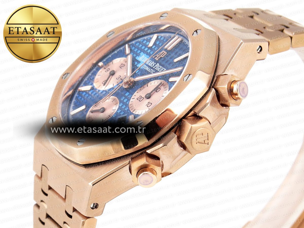 Audemars Piguet ROYAL OAK CHRONO 26331ST YG BLUE DIAL ON RG A7750 - Görsel 7