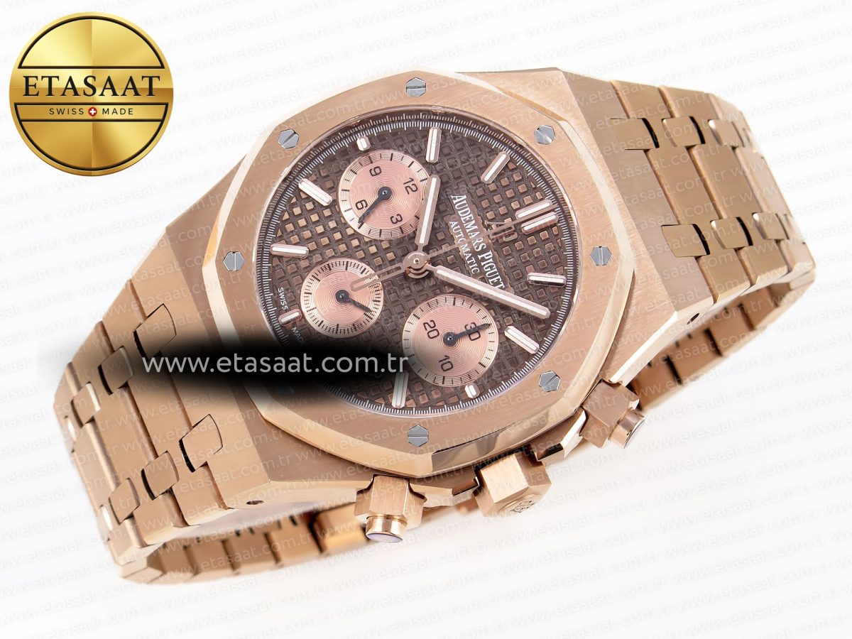 Audemars Piguet ROYAL OAK CHRONO 26331ST YG BROWN DIAL ON RG A7750 - Görsel 5