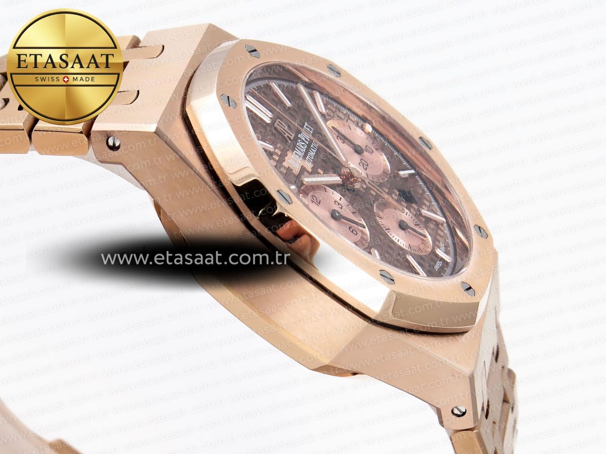 Audemars Piguet ROYAL OAK CHRONO 26331ST YG BROWN DIAL ON RG A7750 - Görsel 7
