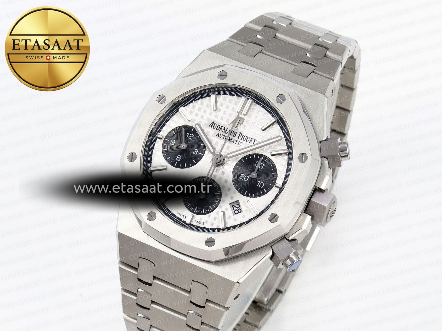 ROYAL OAK CHRONO 26331ST SS IPF 1:1 BEST EDITION WHITE DIAL BLACK SUBDIAL ON SS BRACELET A7750 - Görsel 2