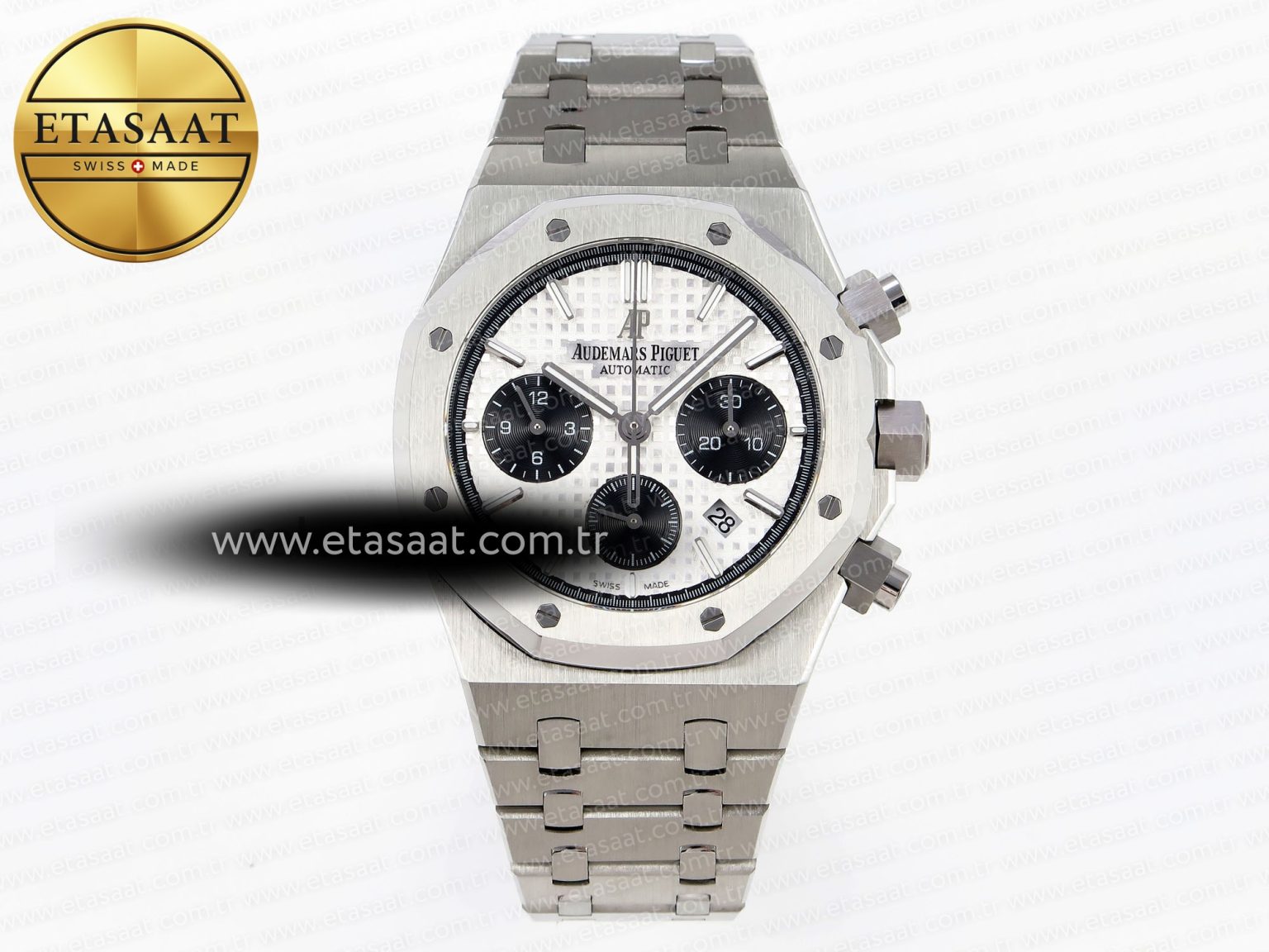 ROYAL OAK CHRONO 26331ST SS IPF 1:1 BEST EDITION WHITE DIAL BLACK SUBDIAL ON SS BRACELET A7750 - Görsel 3