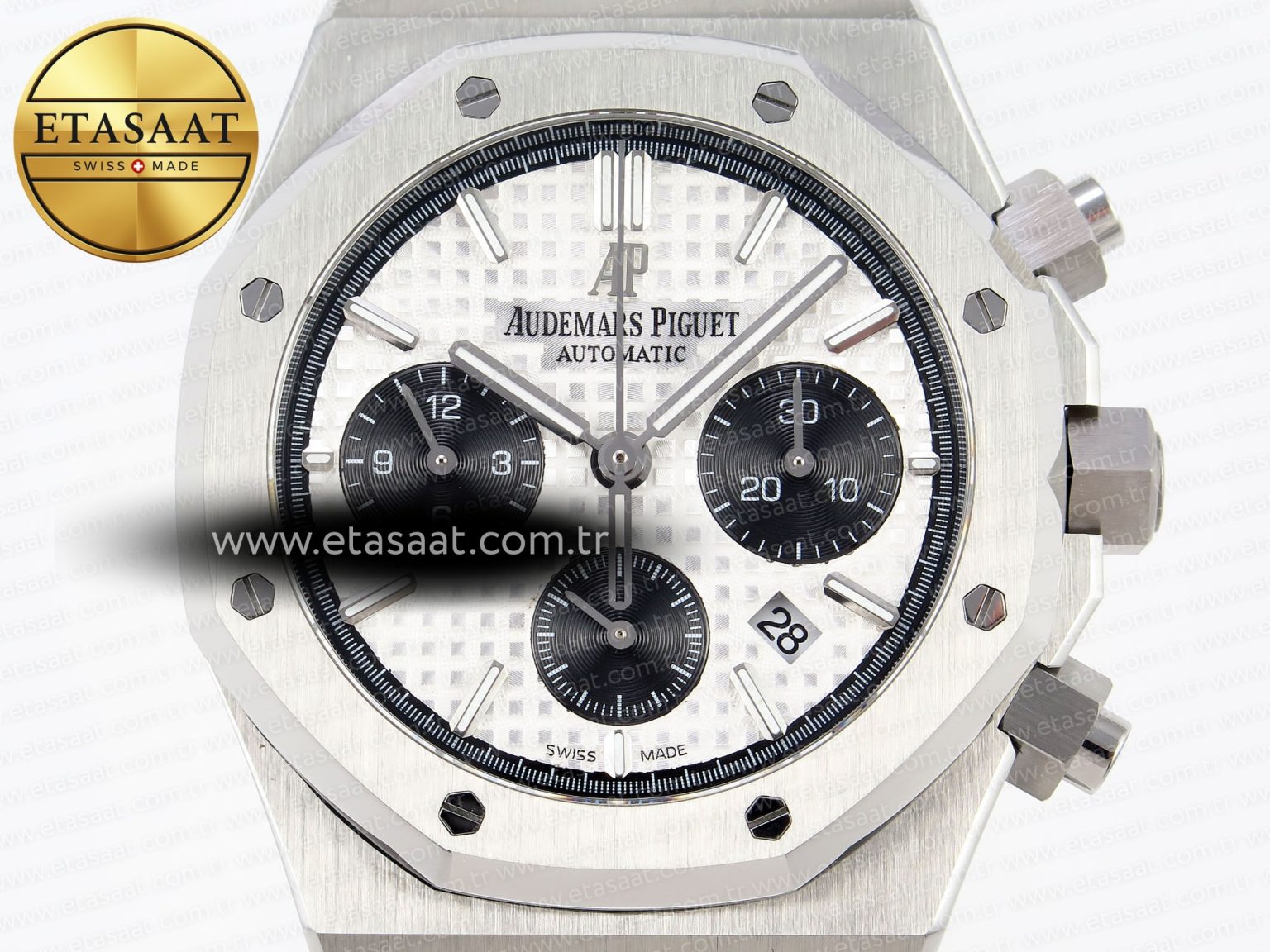 ROYAL OAK CHRONO 26331ST SS IPF 1:1 BEST EDITION WHITE DIAL BLACK SUBDIAL ON SS BRACELET A7750 - Görsel 4