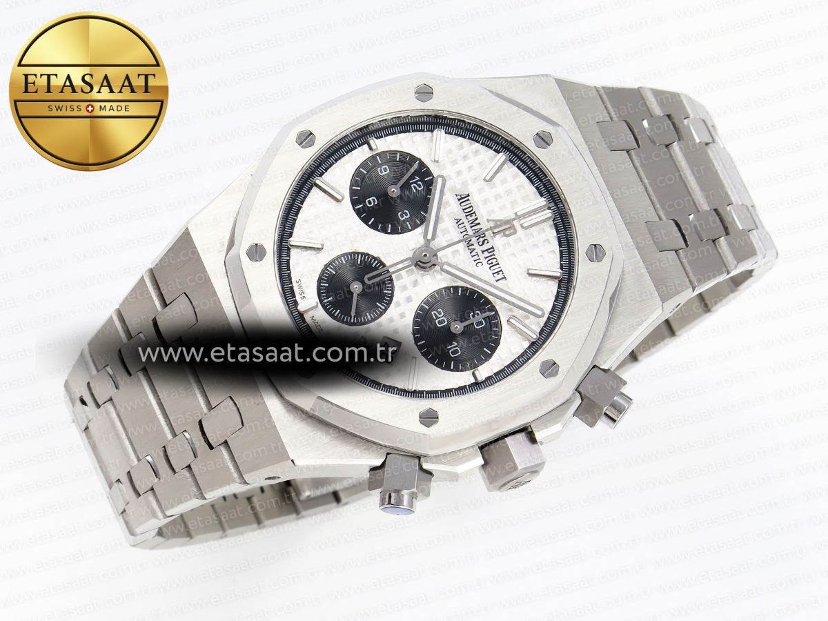 Audemars Piguet ROYAL OAK CHRONO 26331ST WHITE DIAL BLACK SUBDIAL ON SS A7750 - Görsel 5
