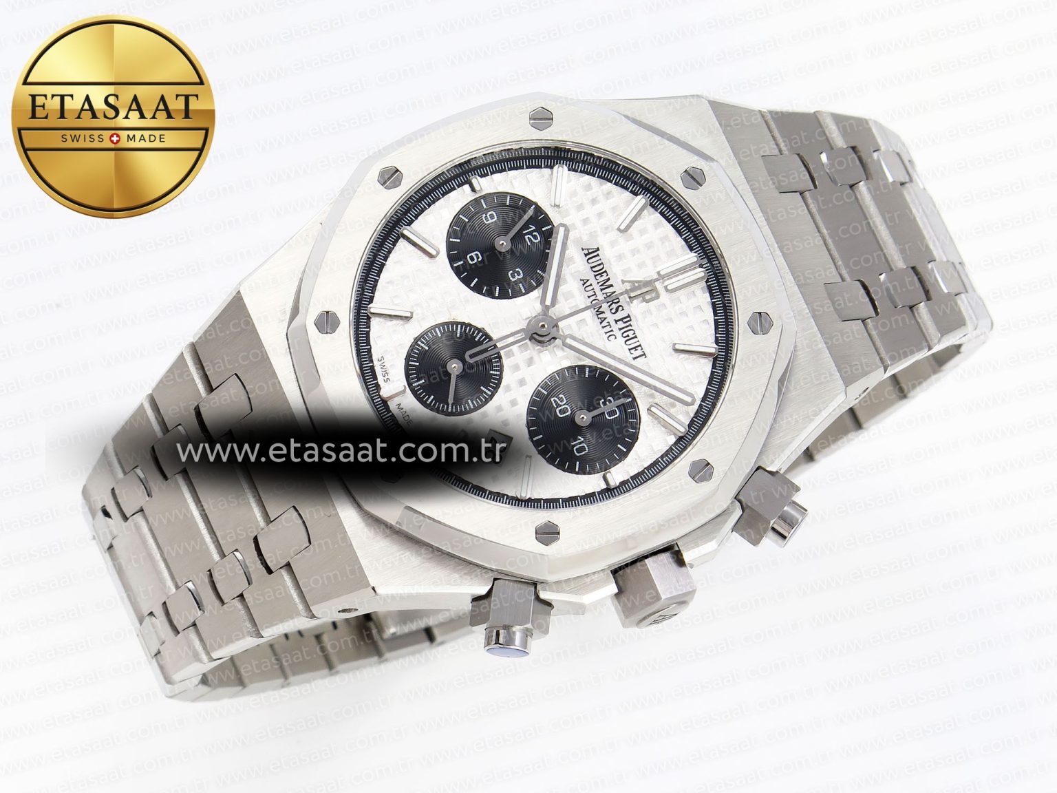 ROYAL OAK CHRONO 26331ST SS IPF 1:1 BEST EDITION WHITE DIAL BLACK SUBDIAL ON SS BRACELET A7750 - Görsel 5